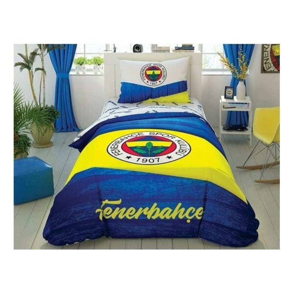 Hgüneyli Taç Lisanslı Tek Kişilik Nevresim Takımı Fenerbahçe Wooden - 160 x 220 cm - Renkli Nevresim Takımı Fiyatı