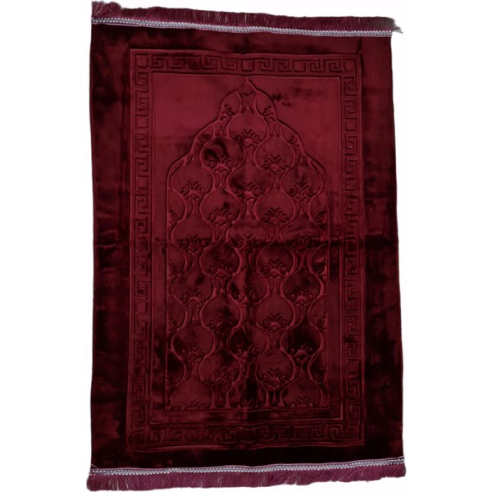 Hicaz Pazarı Düz Renk Lüks Pelüş Seccade Bordo - 80 x 120 cm Seccade Fiyatı