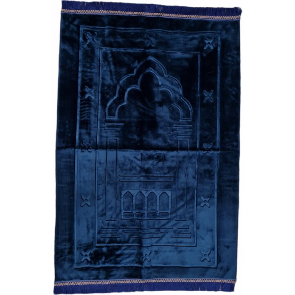 Hicaz Pazarı Seccade Deri Taban Kadife Kabartmalı Lüks Peluş Seccade - 80 x 120 cm - Açık Mavi Seccade Fiyatı