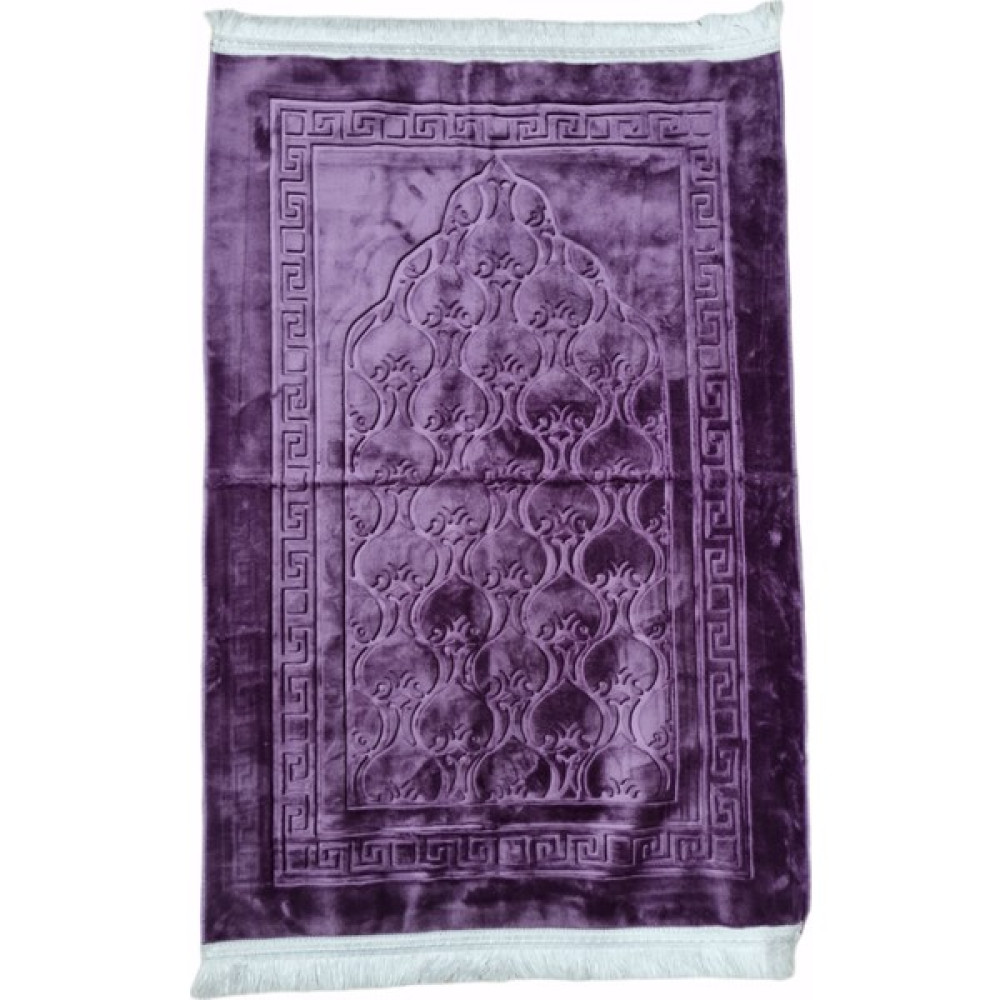 Hicaz Pazarı Seccade Deri Tabanlı Lüks Peluş Seccade - 80 x 120 cm - Lila Seccade Fiyatı