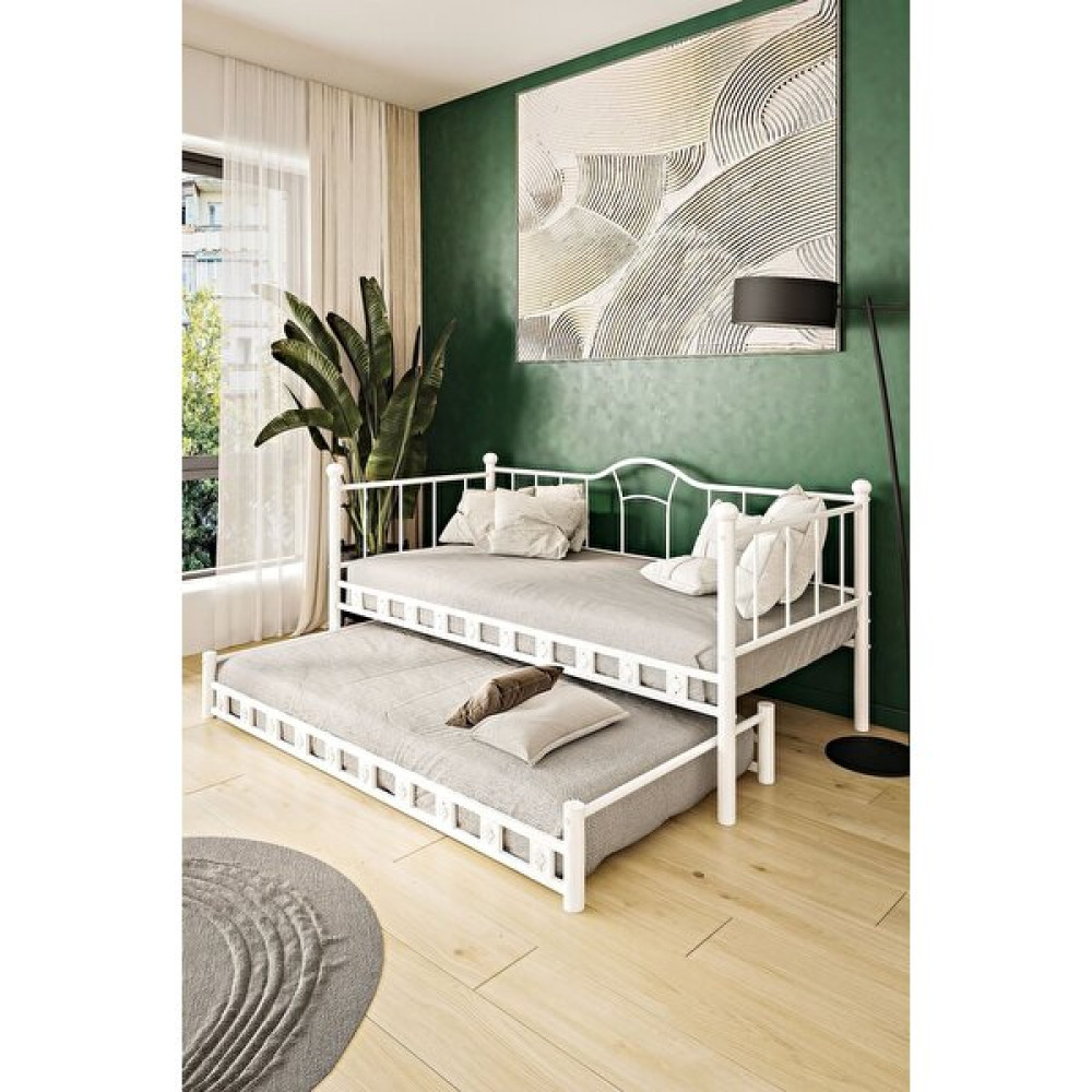 Hier Kamelya Yavrulu Daybed Sedir Beyaz Karyola 90X200 - 90 x 200 cm Karyola Fiyatı
