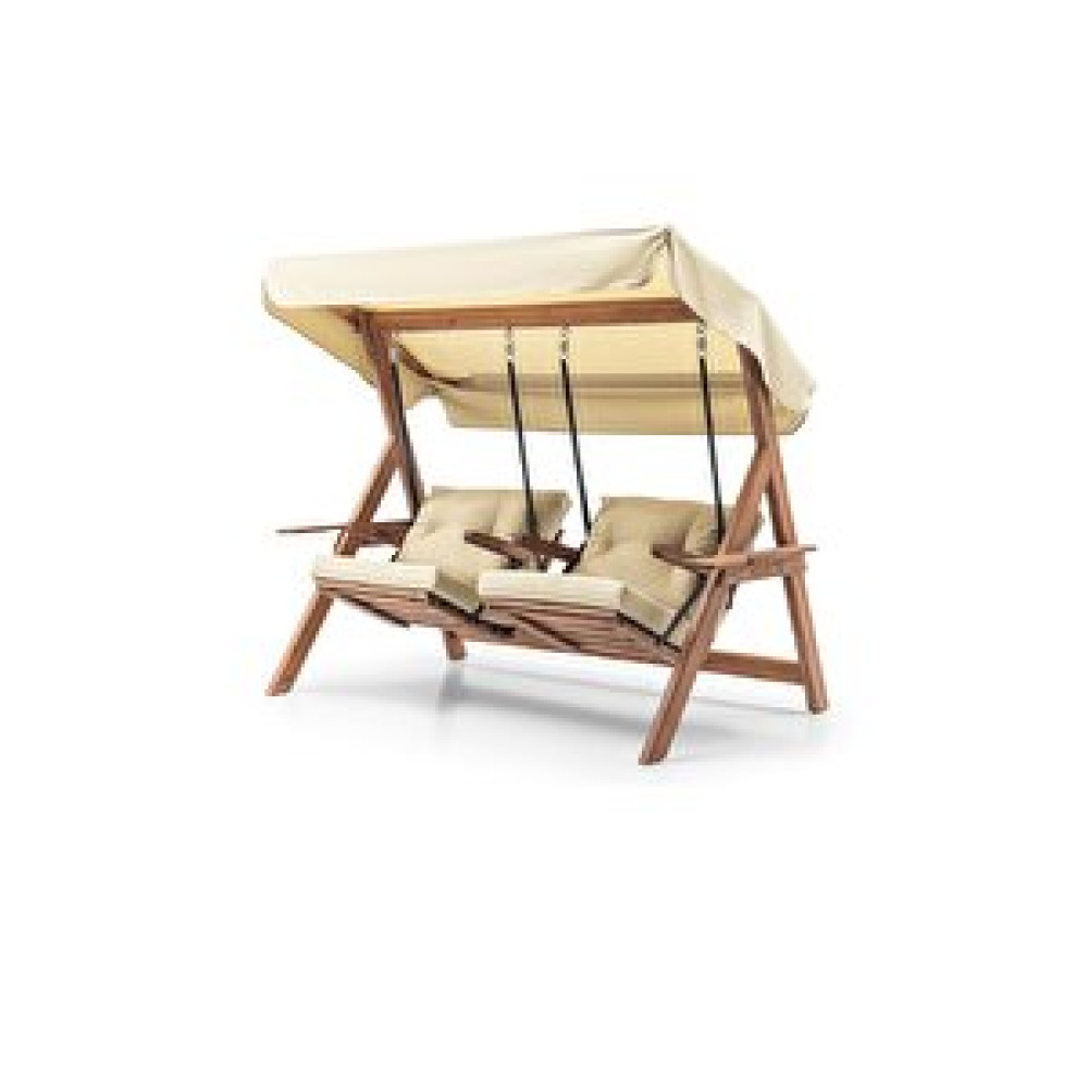 HİER Swing Ikiz Kule Iki Kişilik Ahşap Dış Mekan Bahçe Balkon Ve Teras Salıncağı Krem Bahçe Salıncağı Fiyatı