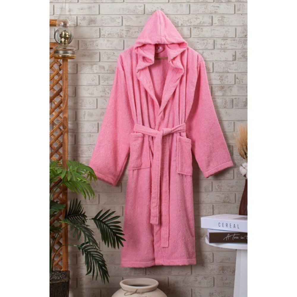 Hierapolis Hometex - %100 Pamuk Bukle Unisex Bornoz Pembe - S - M Bornoz Fiyatı