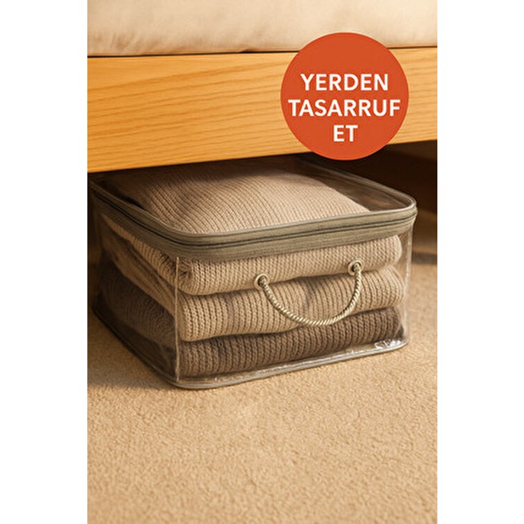 Hig Home Katlanabilir Fermuarlı Saklama Hurcu 28x32x15 cm Yatak Altı ve Dolap İçi Kullanım İçin - Gri - 1 Adet - 30 x 30 Diğer Fiyatı