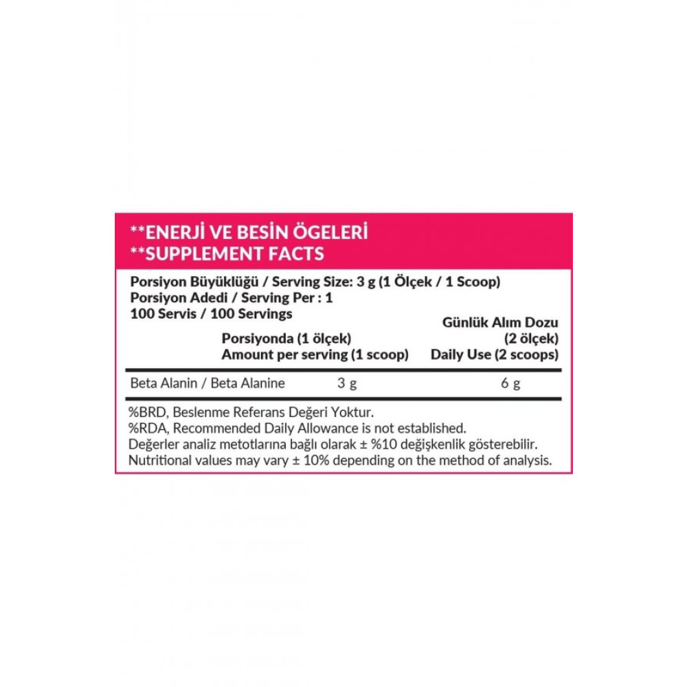 High Nutrition Beta Alanine - 300G - 100 Servis Sporcu Besinleri Fiyatı