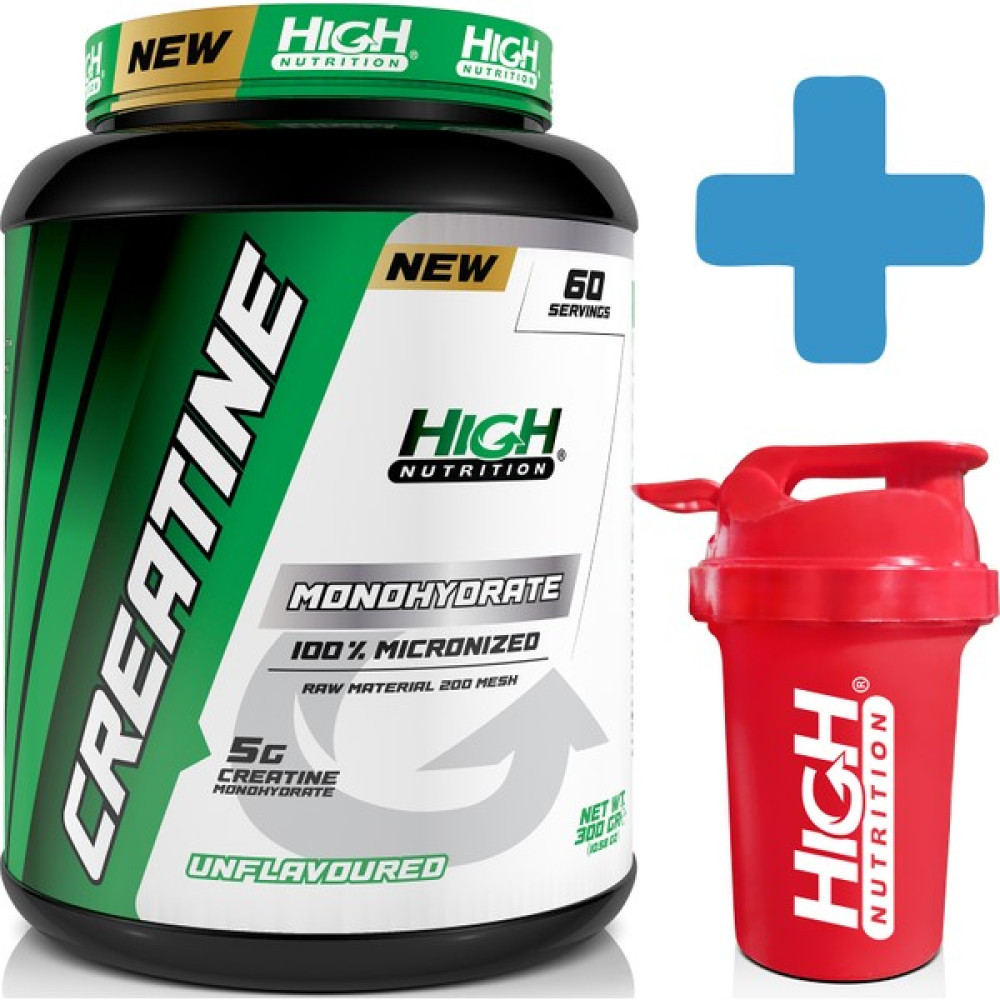 High Nutrition Micronized Creatine Monohydrate 300 Gr 60 Servis 1 Serviste 5 Gr Kreatine + Shaker - -- Sporcu Besinleri Fiyatı