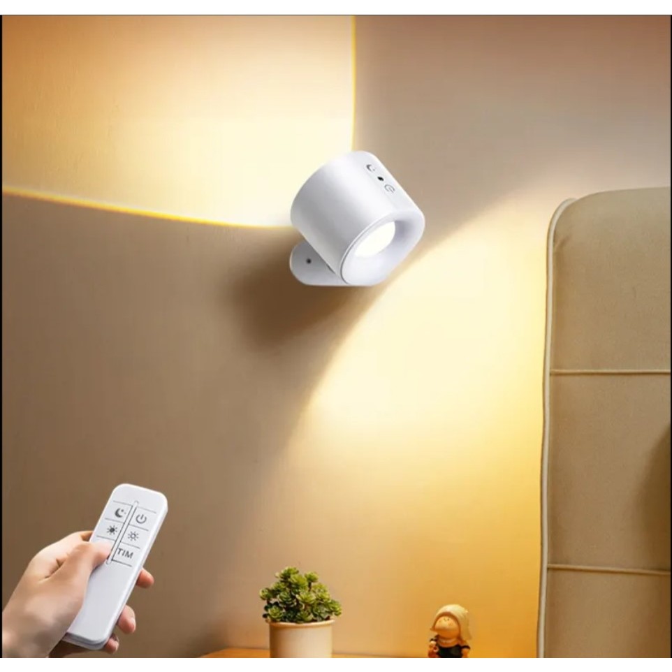 Hightek LED Kablosuz 360 Dönen Şarjlı Yatak Başı Çalışma Masası Ledli Duvar Aplik 3 Renk Işıklı Gece Lambası Çalışma Masası Fiyatı