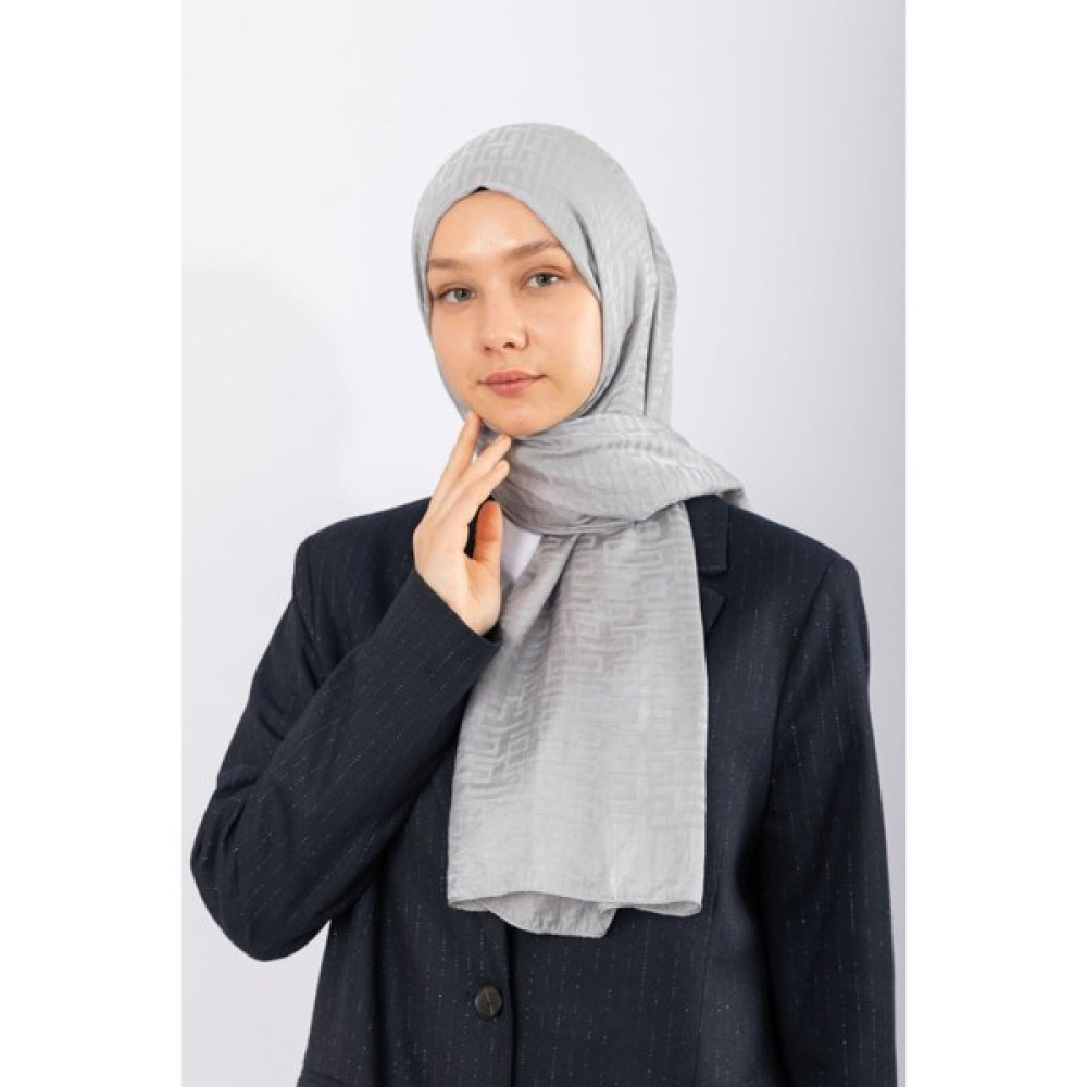 Hijabchi Şal Ithal Ipeksi Jakar Şal Geometrik Gümüş Grisi Şal / Fular & Eşarp Fiyatı