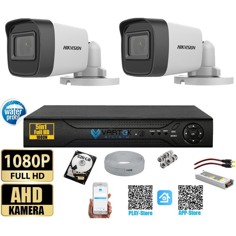 Hikvision 2 Mp 2 Kameralı Tak Çalıştır Hazır Kamera Seti - 320 GB HDD Güvenlik Kameraları Fiyatı
