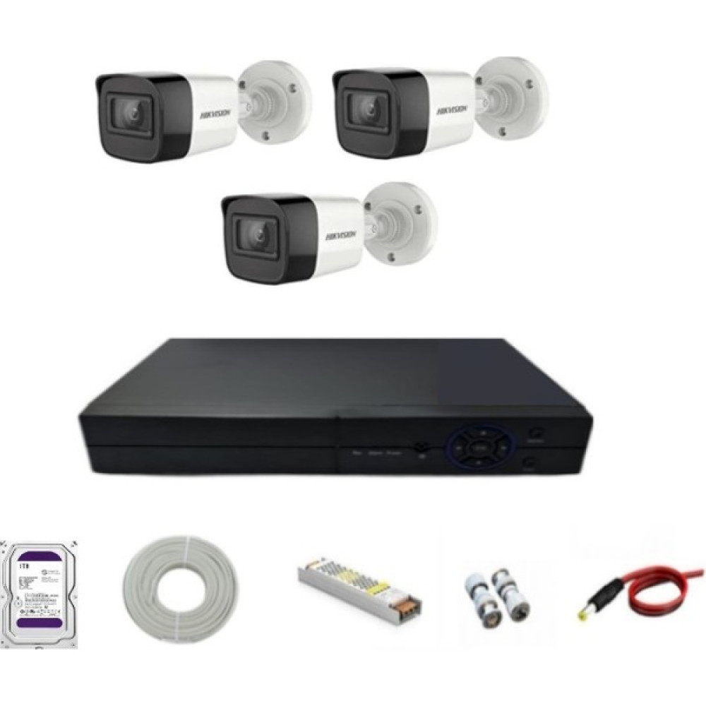 Hikvision 3 Kameralı 1 Tb Hdd'li Yapay Zekalı Hikvision Güvenlik Kamera Sistemi Güvenlik Kameraları Fiyatı