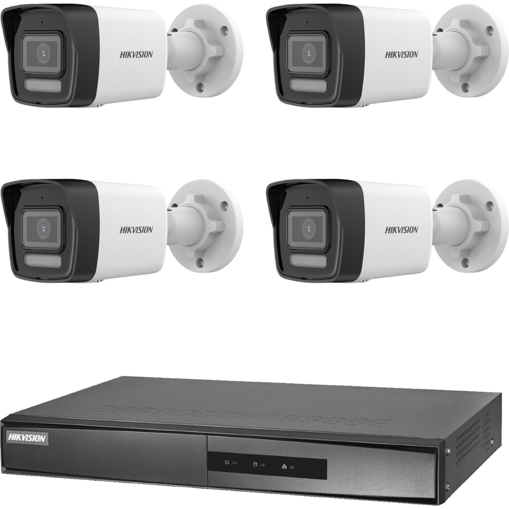 Hikvision 4 Kameralı 2 Mp Hybrid Light Ip Güvenlik Kamera Seti DS-2CD1023G2-LIUF (Dahili Mikrofonlu) - Beyaz Güvenlik Kameraları Fiyatı