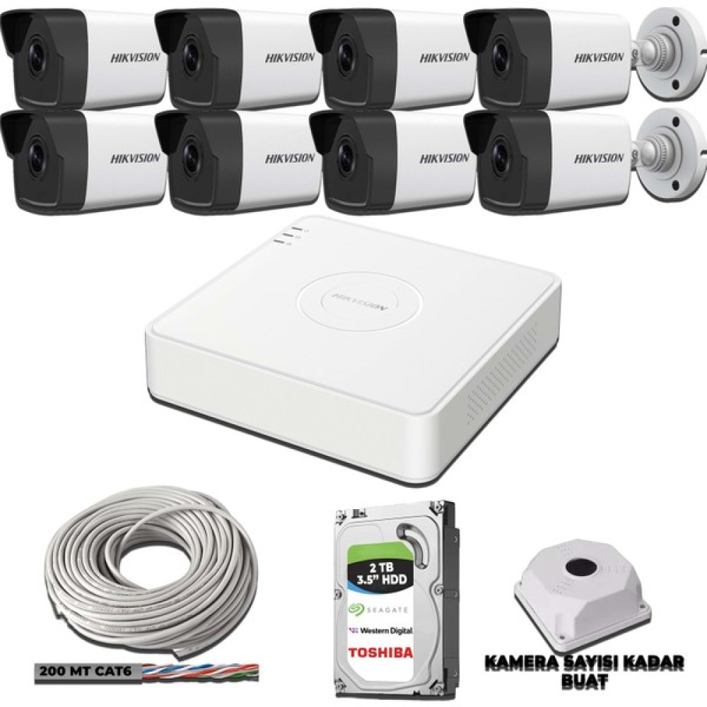 Hıkvısıon 8 Kameralı 4 mp Ip Kamera Seti 1440P Mikrofonlu 2 Tb Hdd Güvenlik Kameraları Fiyatı