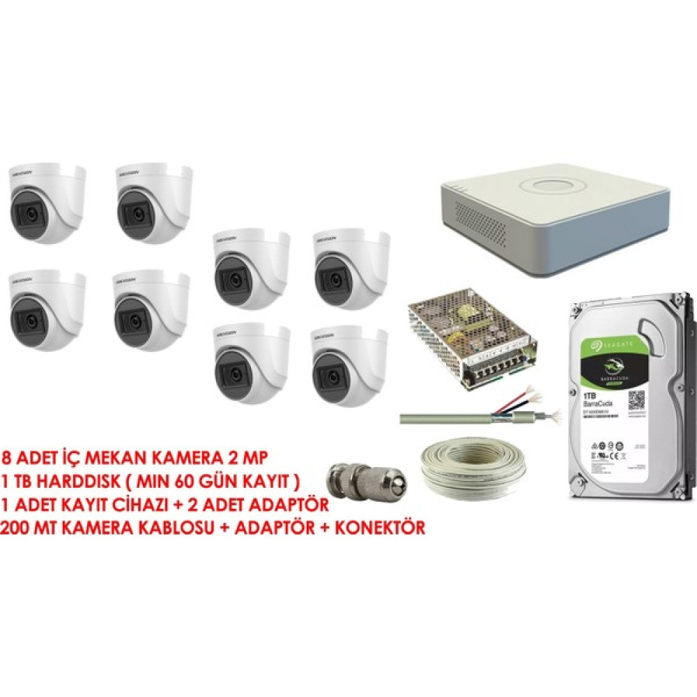 Hikvision 8'li Set 2 Mp Hd Iç Kamera Sistemi Güvenlik Kameraları Fiyatı