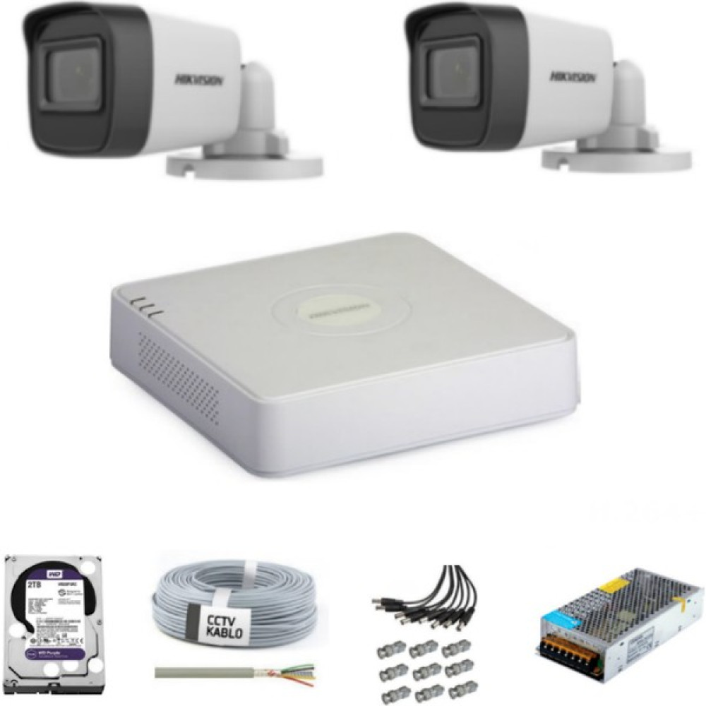 Hikvision Haıkon 2 Kameralı Güvenlik Kamera Hazır Set Güvenlik Kameraları Fiyatı