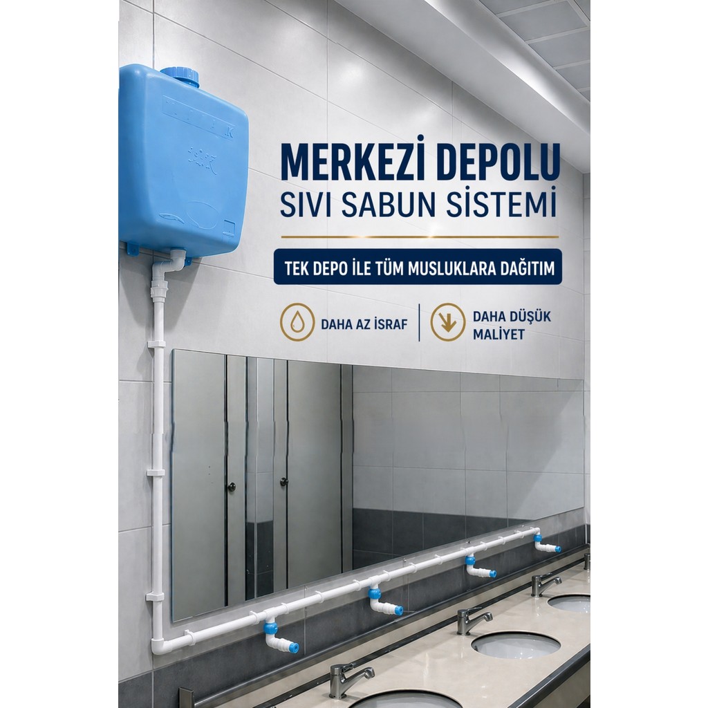 Hilal Kimya 20 Lt Butonlu 6 Musluklu Merkezi Sistem Depolu Sıvı Sabunluk MAVİ - 6 lı Diğer Fiyatı