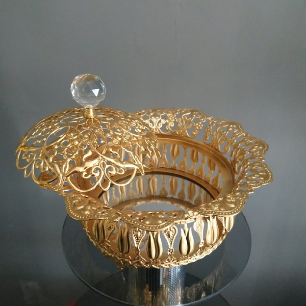 Hilal Kristal Gold Kaplama Kristaltoplu Şekerlik Lokumluk Mutfak Gereçleri Fiyatı