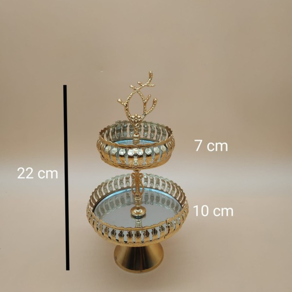 Hilal Kristal Katlı Gold Kurabiyelik -Sunumluk -Çerezlik Mutfak Gereçleri Fiyatı