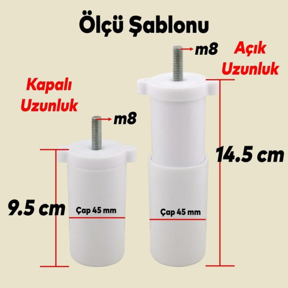 Hilal Shops Gizli Mobilya Kanepe Sehpa Tv Ünitesi Koltuk Orta Destek Ayağı Ayarlanabilir 9.5 Cm Siyah Baza Ayak 1ADET - 1 Adet - Beyaz Nalburiye & Hırdavat Fiyatı