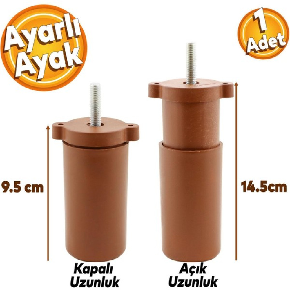 Hilal Shops Gizli Mobilya Kanepe Sehpa Tv Ünitesi Koltuk Orta Destek Ayağı Ayarlanabilir 9.5 Cm Siyah Baza Ayak 1ADET - 1 Adet - Kahverengi Nalburiye & Hırdavat Fiyatı