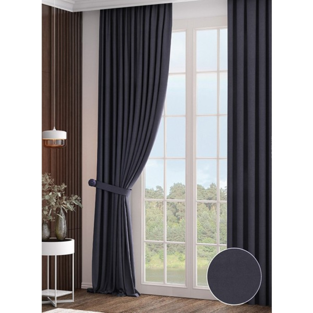 Hilal Tekstil Soft Kumaş Petek Dokulu Fon Perde Tek Kanat - 80 x 250 cm - Antrasit Fon Perde Fiyatı