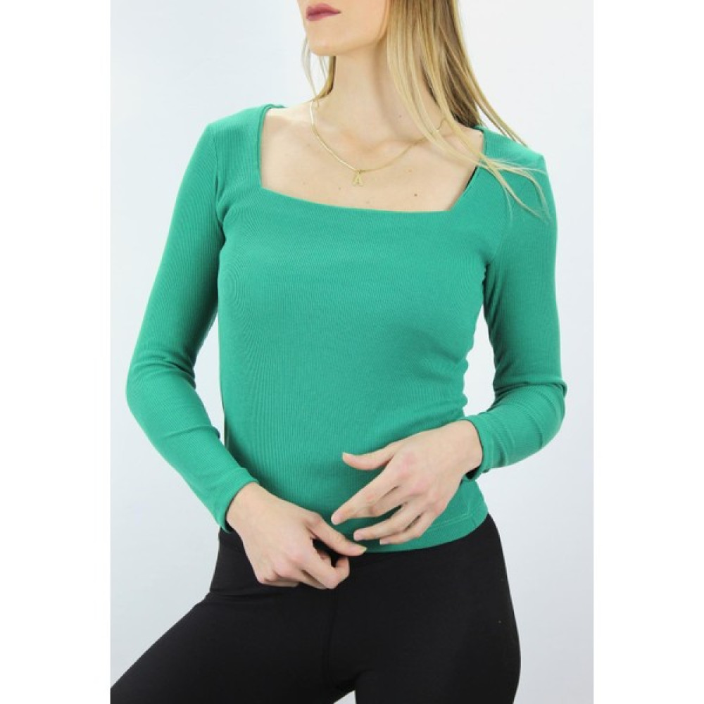 Hilall Shop Kare Yaka Bluz Yeşil - 121.345 Bluz Fiyatı