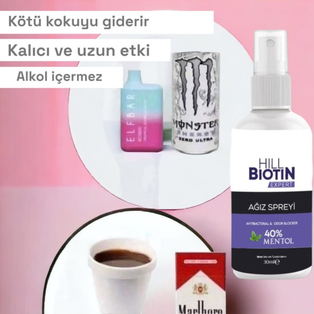 Hill Biotin Expert Ağız Kokusu Önleyici,naneli,mentöllu Ferahlatıcı Sprey 30ml Ağız Gargara ve Spreyi Fiyatı
