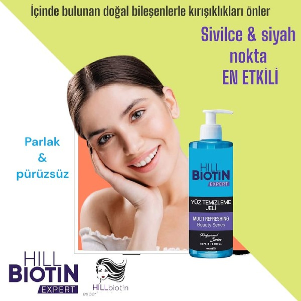 HILL BIOTIN EXPERT yüz jeli (face gel) Canlandırıcı,aydınlatıcı arındırıcı akne sivilce Karma Cilt Yüz Temizleme Jeli 400ML Cilt Temizleme ve Peeling Fiyatı