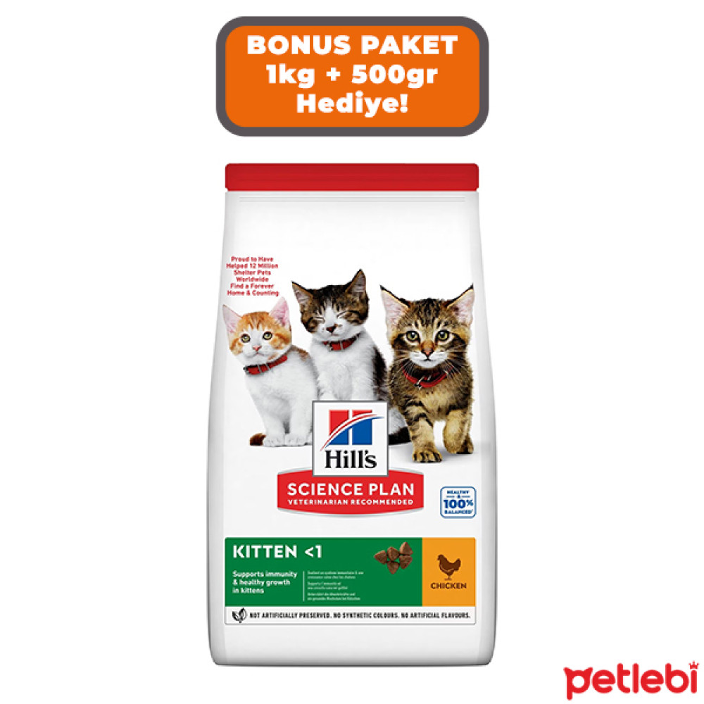 Hill's SCIENCE PLAN Healthy Development Tavuklu Yavru Kedi Maması 1kg+500gr HEDİYE! Evcil Hayvan Ürünleri Fiyatı