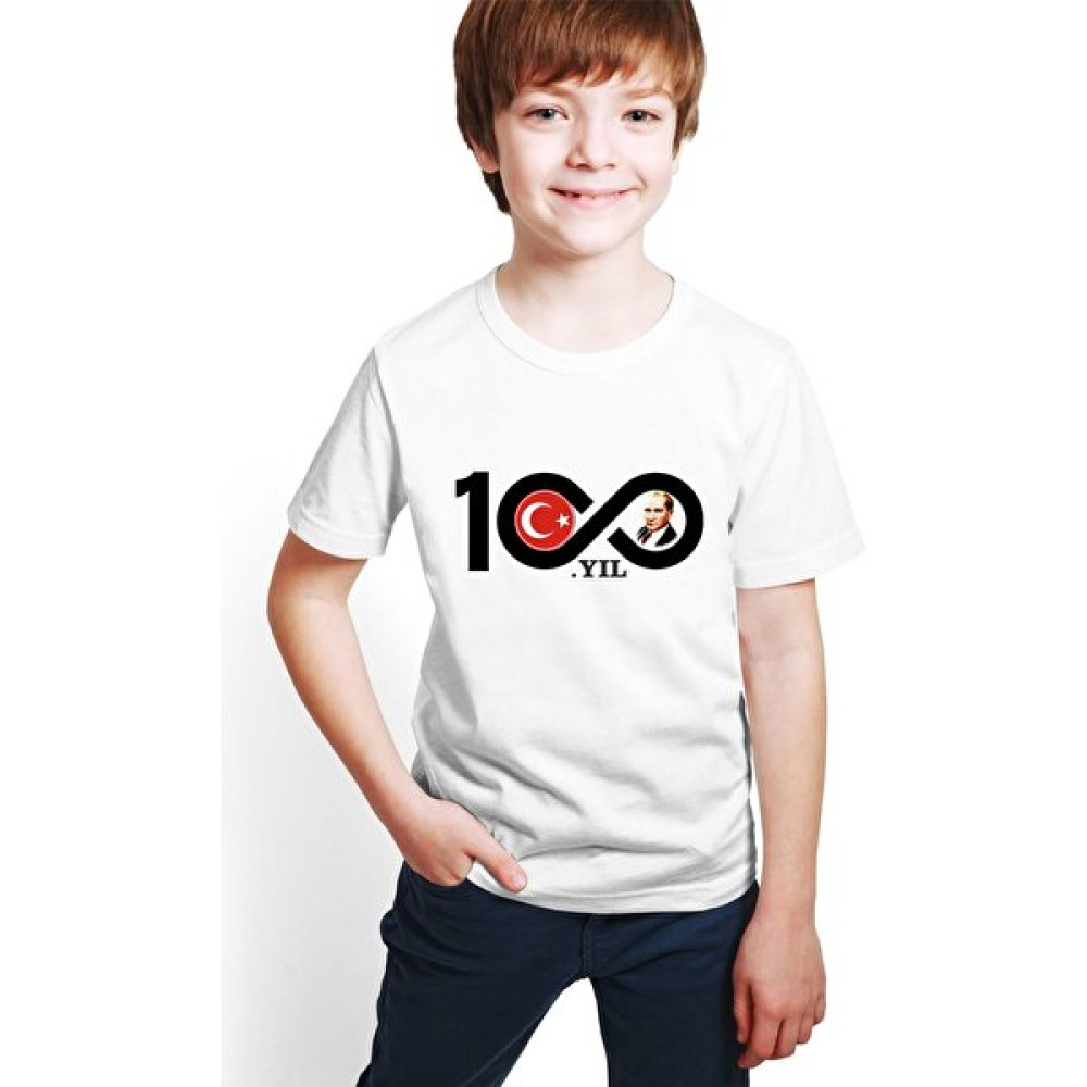 Hilon 100. Yıl Atatürk Baskılı Unisex Çocuk Tişört HC01 Erkek Çocuk T-shirt Fiyatı