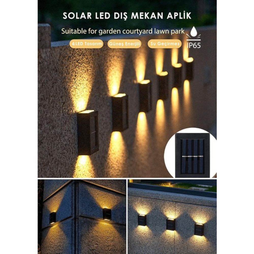 Himarry 4 Ledli Solar Çift Taraflı Duvar Lambası Güneş Enerjili Aydınlatma Dekorasyon Aplik Işık - Amber Dış Mekan & Bahçe Oyuncakları Fiyatı