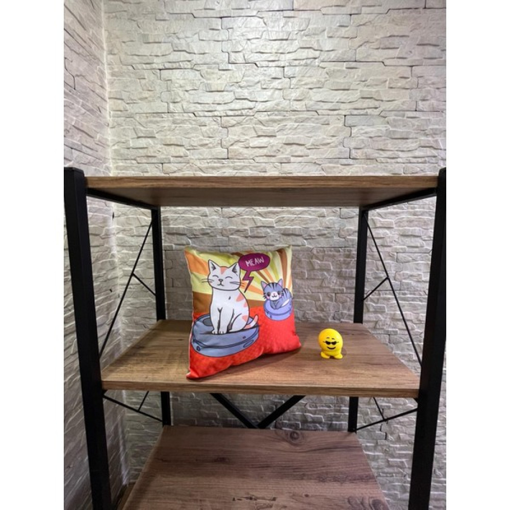 Himi Servis Kedili Dekoratif Puff Yastık - 25 x 25 cm - Turuncu - Yeşil Yastık Fiyatı