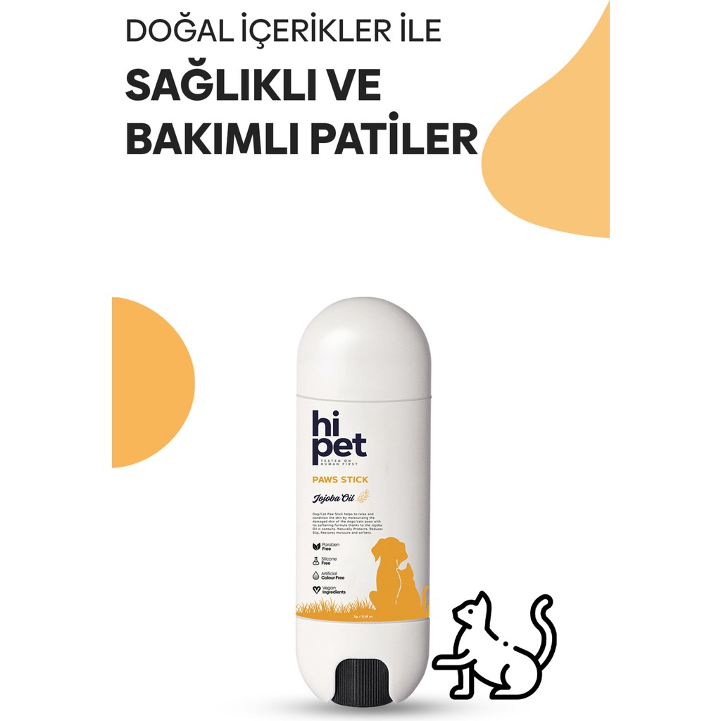 HiPet Kedi Jojoba Pati Stick Organik Nemlendirici Doğal İçeriklerle 50 ml Pati Bakımı İçin Evcil Hayvan Ürünleri Fiyatı