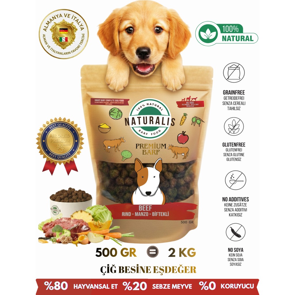 Hipoalerjenik Premium Airdried Barf Günlük Köpek Maması %100 Doğal Eğitim ve Ödül Maması Biftek Li,koruyucu ve Katkı Maddesi Içermez - 0,5 KG Evcil Hayvan Ürünleri Fiyatı
