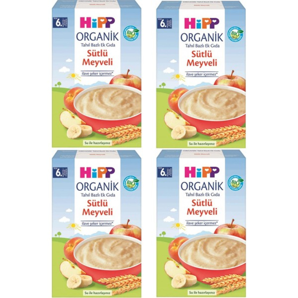 Hipp Organik Sütlü Meyveli 6+ Ay Kaşık Maması 250 gr 4 Adet Bebek Mamaları Fiyatı