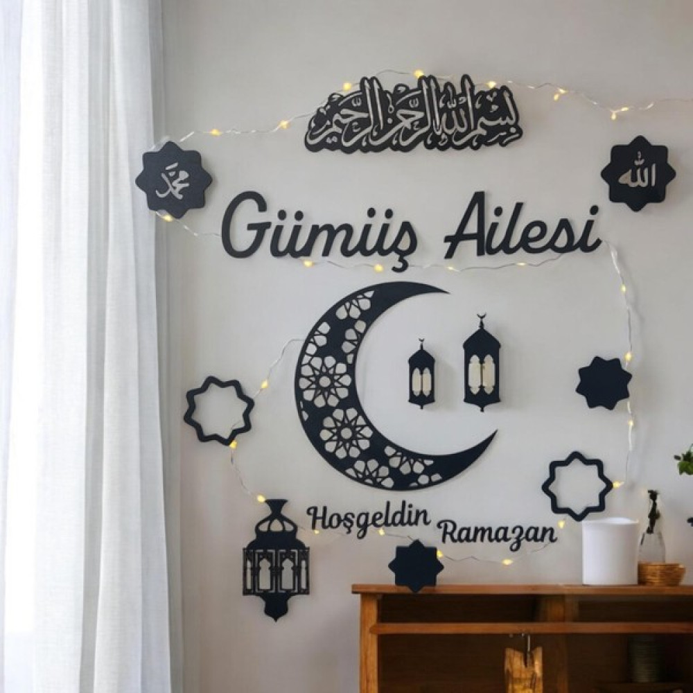 Hippodeco "kişiselleştirilebilir Hoşgeldin Ramazan LED Işıklı Ahşap Duvar Süsü | Aile Ismi ile Özel Tasarım" Ev & Dekorasyon Aksesuarları Fiyatı