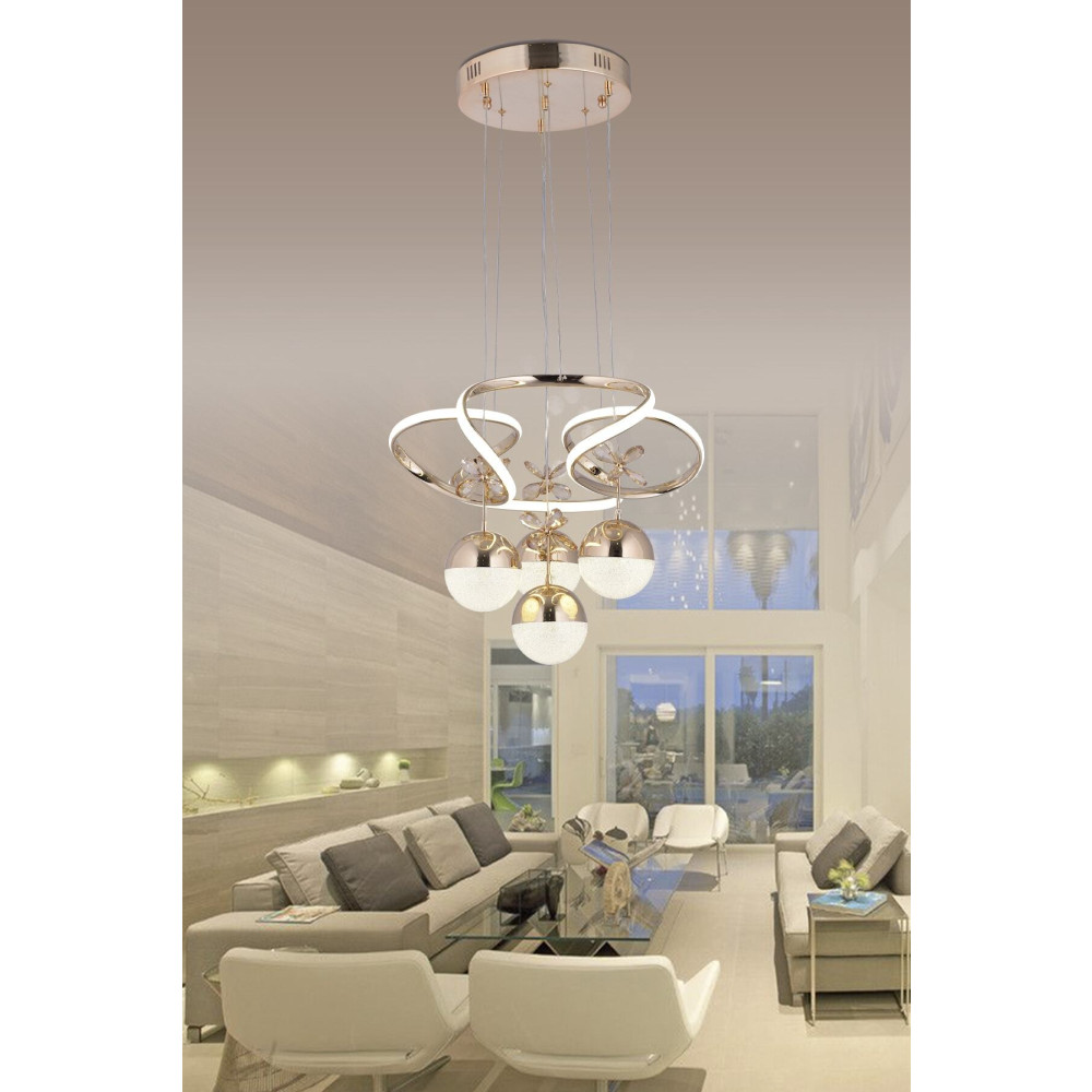 HİRA AYDINLATMA Papatya 3 Renk ( Sarı Beyaz Ve Gün Işığı ) Gold Luxury Led Avize Concept Avize Fiyatı