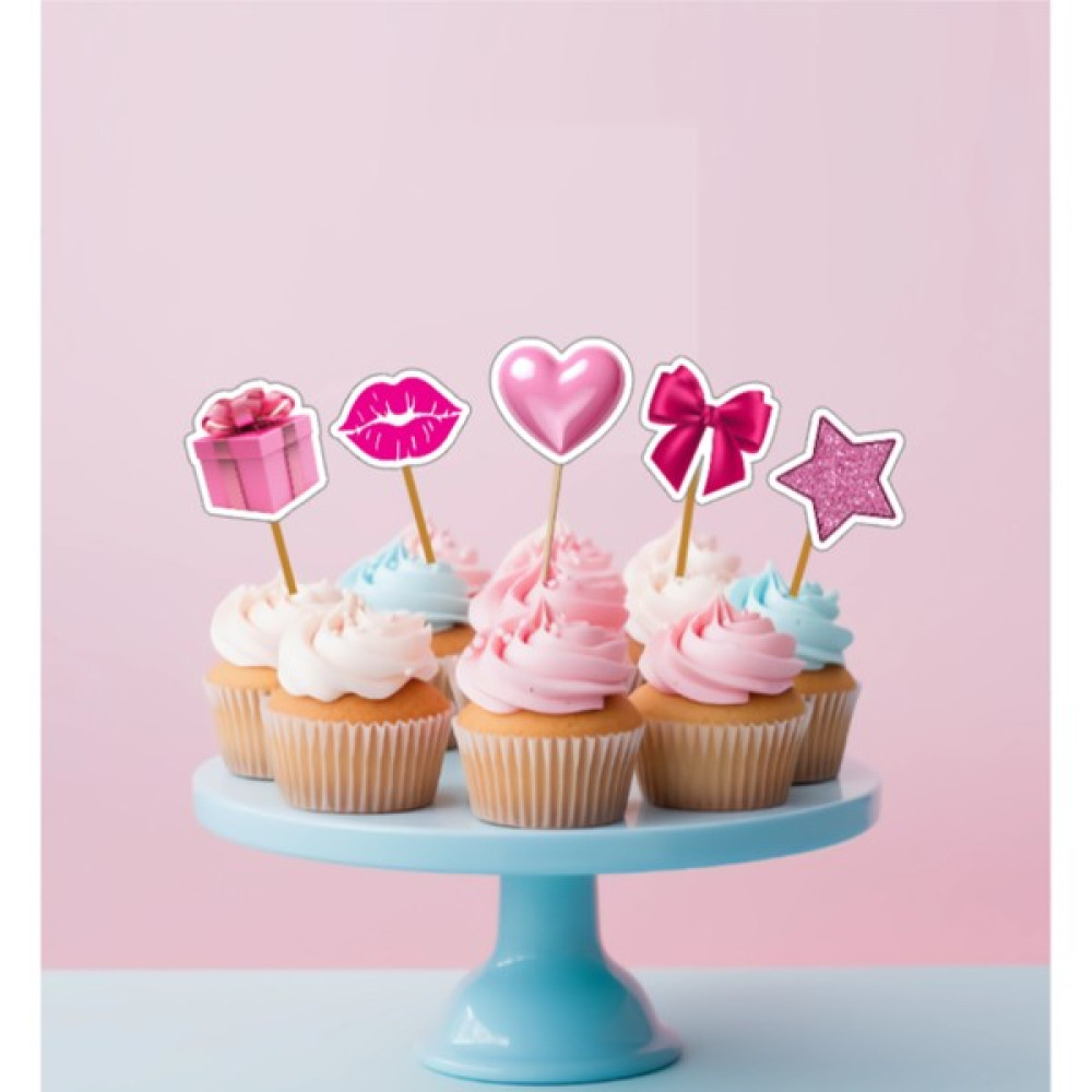 Hiras Dizayn 15 Adet Pembe Kalp Yıldız Pasta Kürdanı 5cm Cupcake Pasta Süsü Kurabiye Nişan Söz Kokteyl Bride Tobe Oto Boyaları Fiyatı