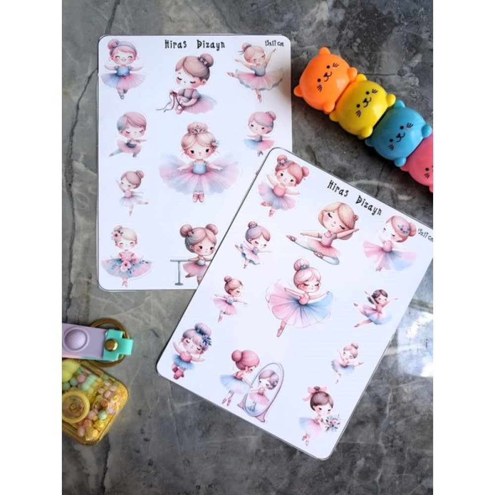 Hiras Dizayn Sevimli Balerin Şirin Sticker Çıkartma 2 Sayfa 13X17CM Sticker Etiket Laptop Defter Oto Boyaları Fiyatı