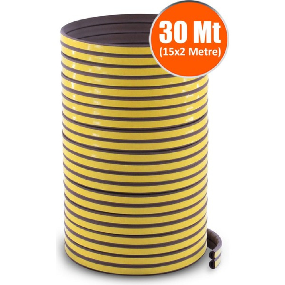 Hırdavatgani Kapı Pencere Bandı Fitili Yapışkanlı Soğuk Izolasyon Bant 15X2=30 Metre (Kahverengi). Nalburiye & Hırdavat Fiyatı