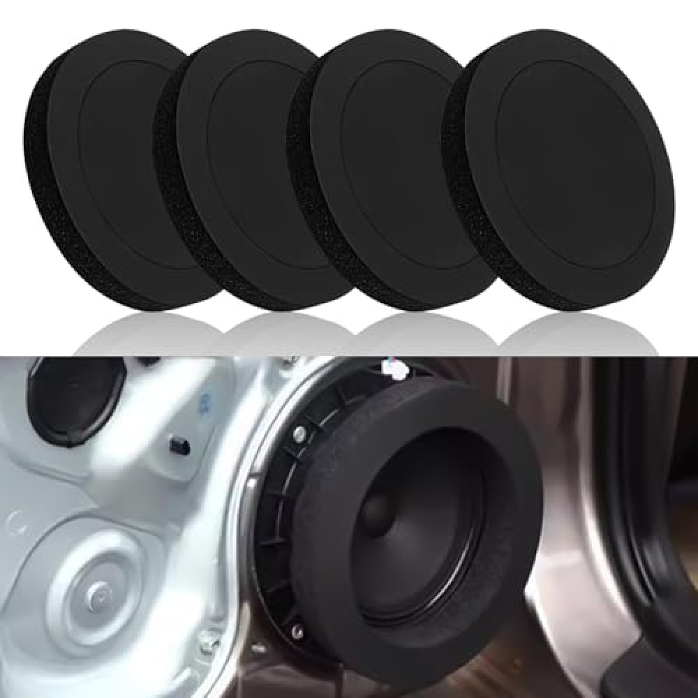 Hirificing 4PCS 6.5 Inch Speaker Foam Rings, Self-Adhesive Door Baffle Enhancer for Stereo Audio Sound, Universal Gasket Car Accessories Bass Blocker Kit