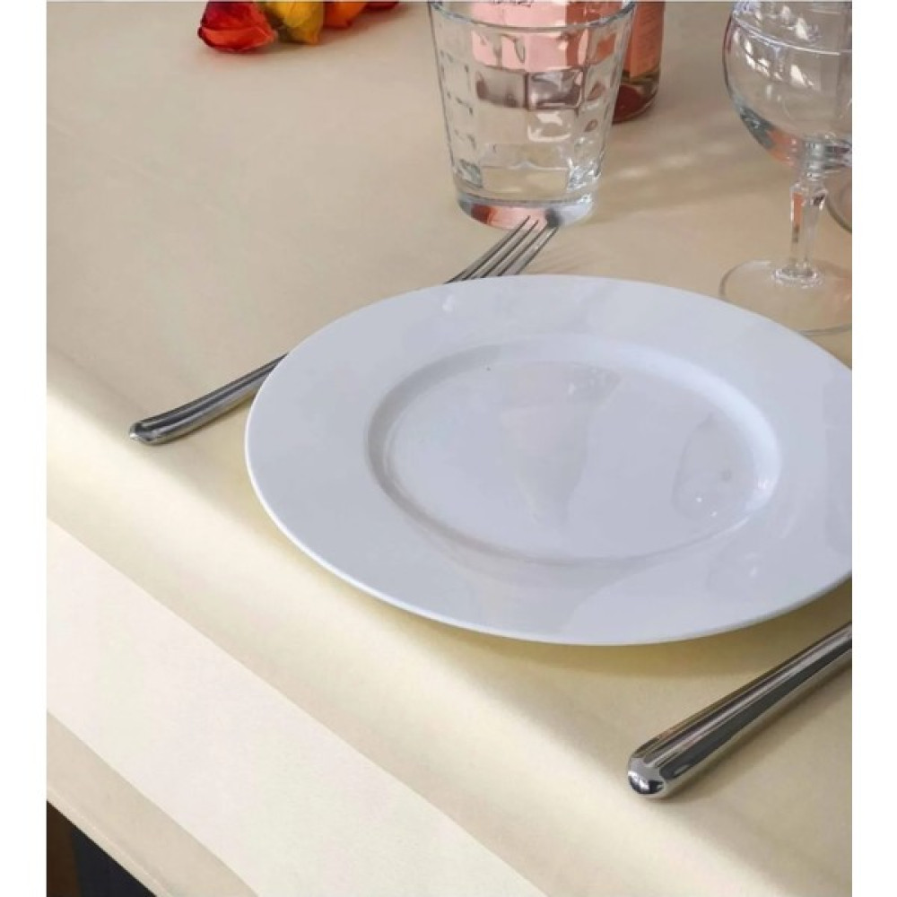 Hit Dükkan Otel Restorant Lokanta Ev Kullanıma Uygun 80X80 Pamuklu Atlas Kenarlı Masa Örtüsü - 80 x 80 cm - Krem Masa Örtüsü Fiyatı
