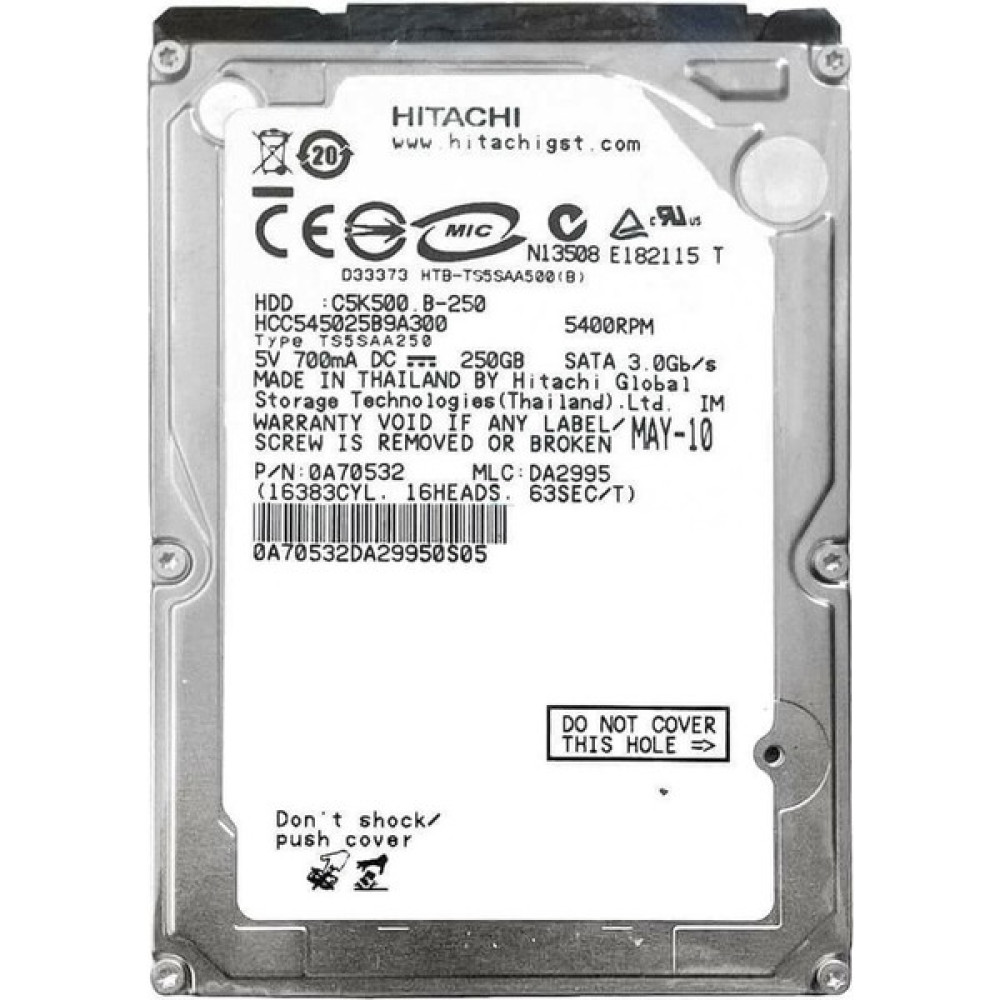 Hitachi C5K500 B-250 Sata2 5400RPM 8mb 2.5 250GB Notebook HDD Sabit Diskler Fiyatı