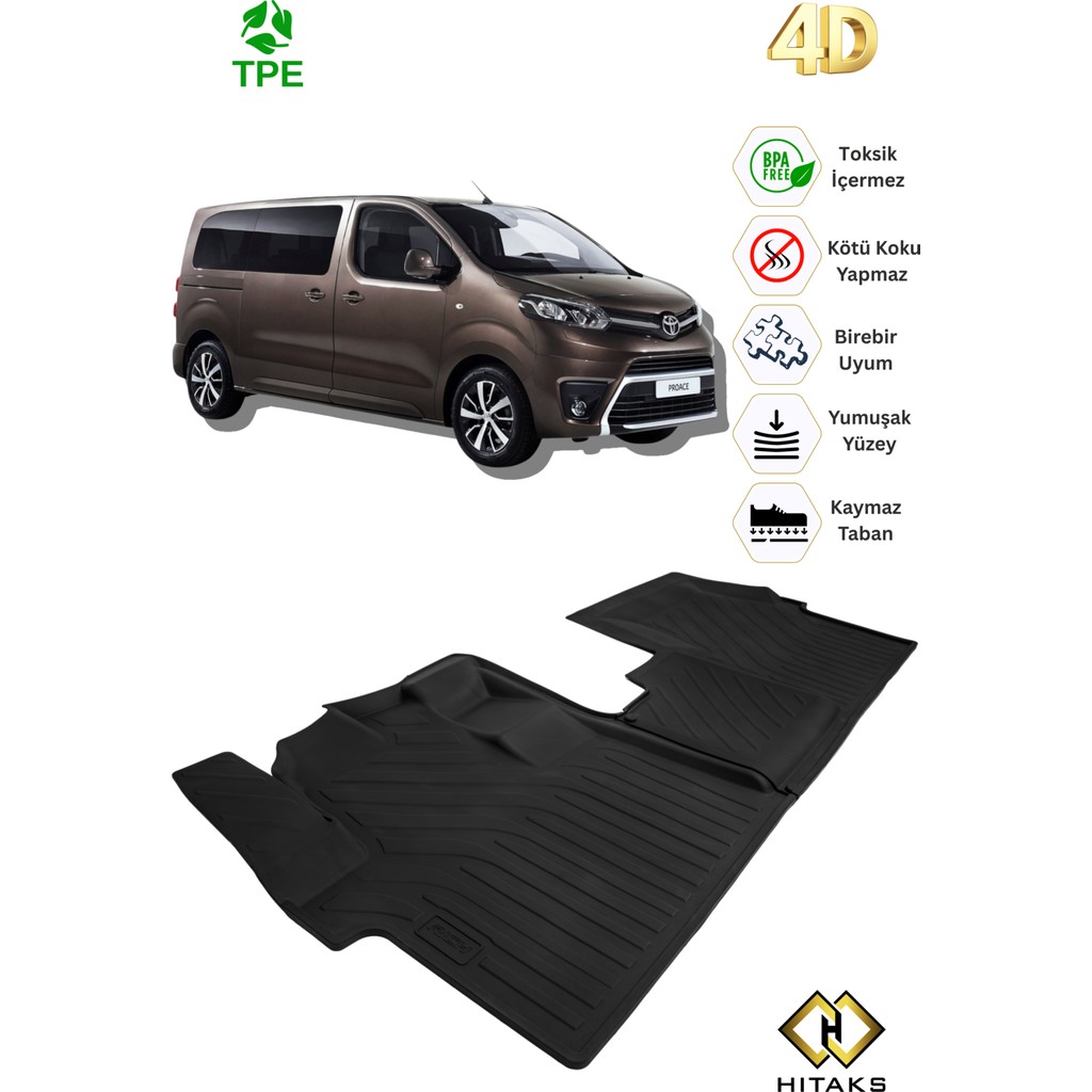 Hitaks Toyota Proace Verso 2016 Sonrası Araca Özel 4d Havuzlu Paspas Ön 2'li - Siyah Araca Özel Paspaslar Fiyatı