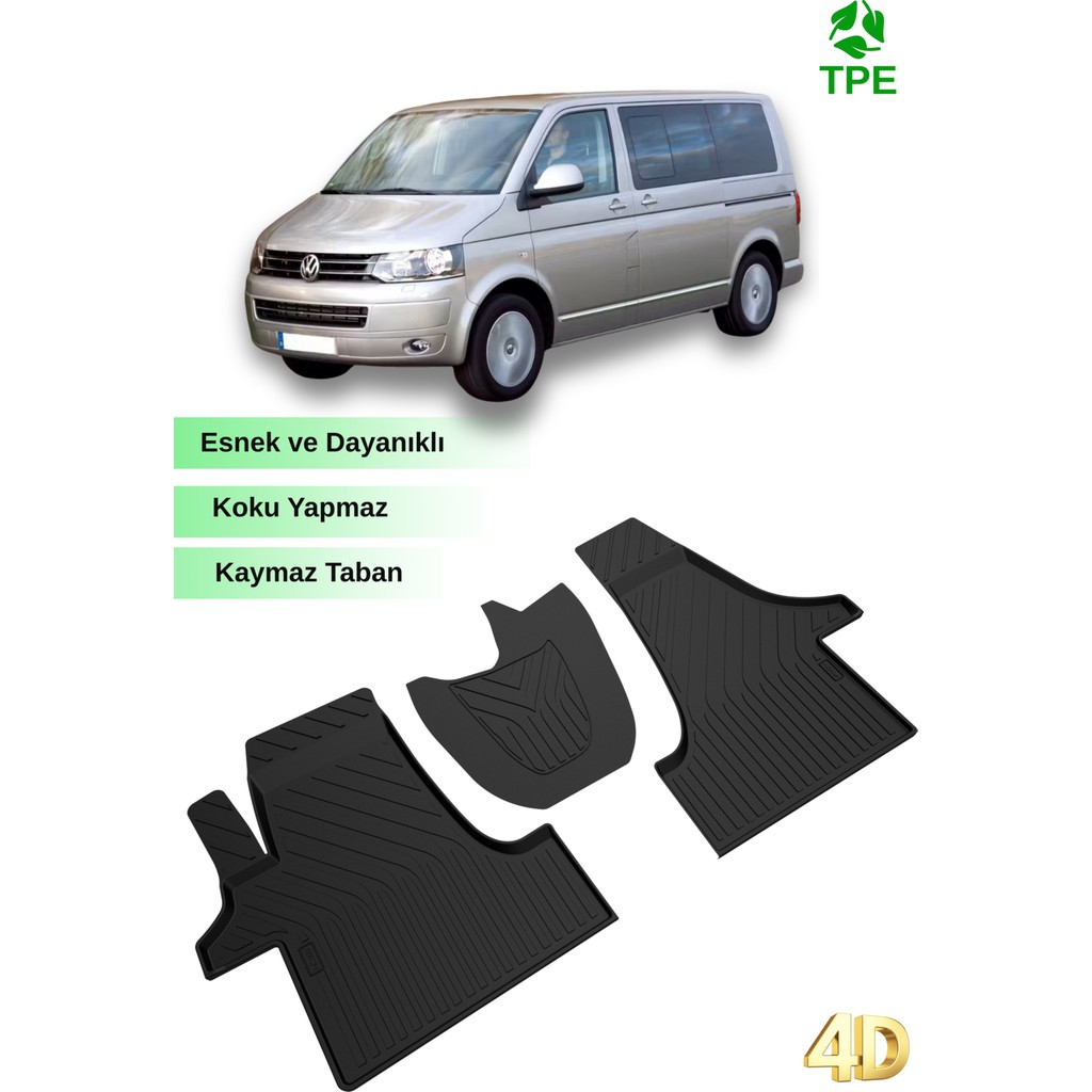 Hitaks Vw T5 Transporter 4d Havuzlu Paspas Siyah Ön 3 Parça 2003 2015 Arası Araca Özel Paspaslar Fiyatı