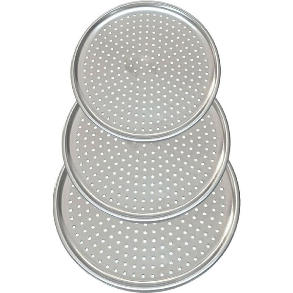 Hitfoni 3'lü Set Lüx Delikli Pizza Tepsisi Lahmacun Pide Tepsisi 28-32-36 cm - 28 cm - Gümüş Tepsiler / Fırın Kapları Fiyatı