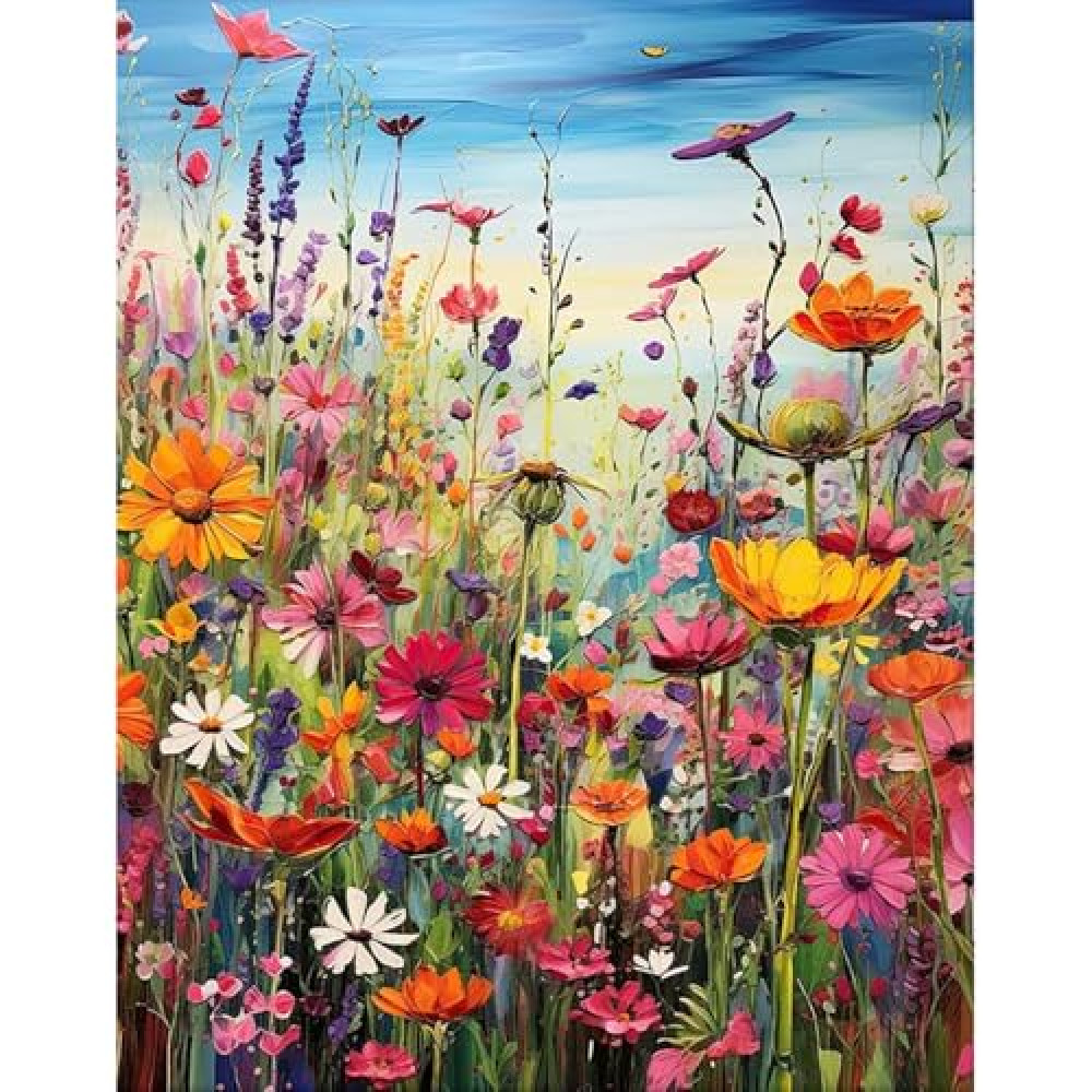 HITIRECOVI Wild Flowers Paint by Numbers Kits for Adults,Flower Paint by Numbers Kits,Adult Paint by Number Kits on Canvas Flowers,Home Wall Decor(16x20in)