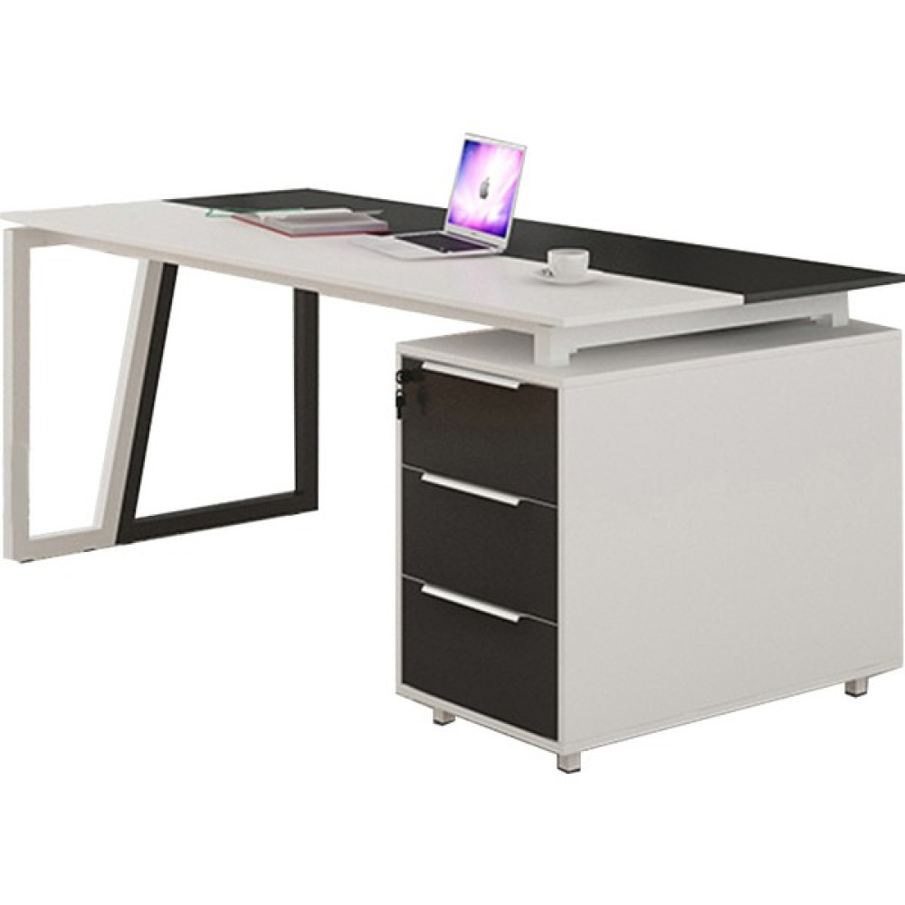 Hitit Dekorasyon Dila Siyah & Beyaz Metal Çalışma Masası - 160 x 75 x 76 cm - Siyah - Beyaz Çalışma Masası Fiyatı