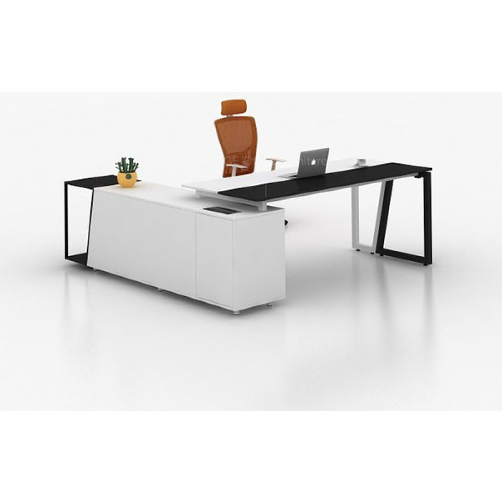 Hitit Dekorasyon Dila Siyah&beyaz Metal Yönetici Çalışma Masası 180*160 - 180 x 160 cm - Siyah - Beyaz Çalışma Masası Fiyatı