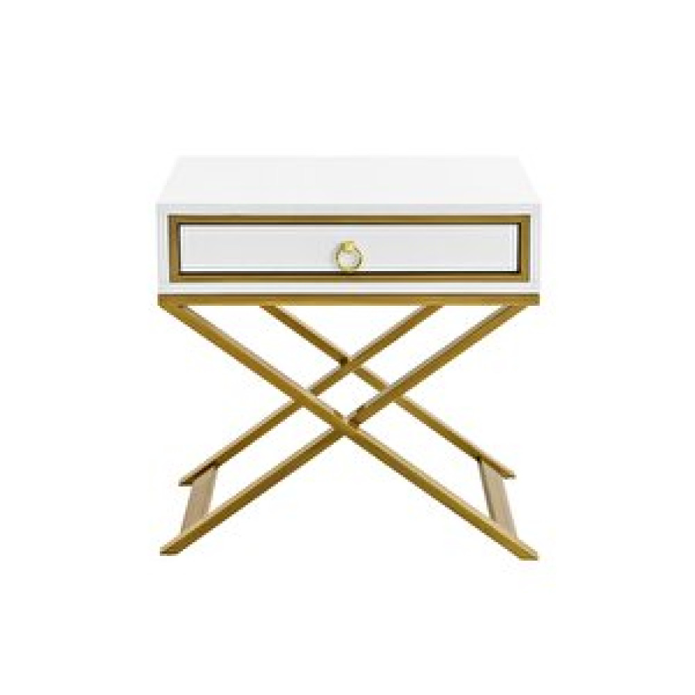 Hitit Dekorasyon Jasmin Gold Metal Beyaz Komodin Beyaz Komidin Fiyatı