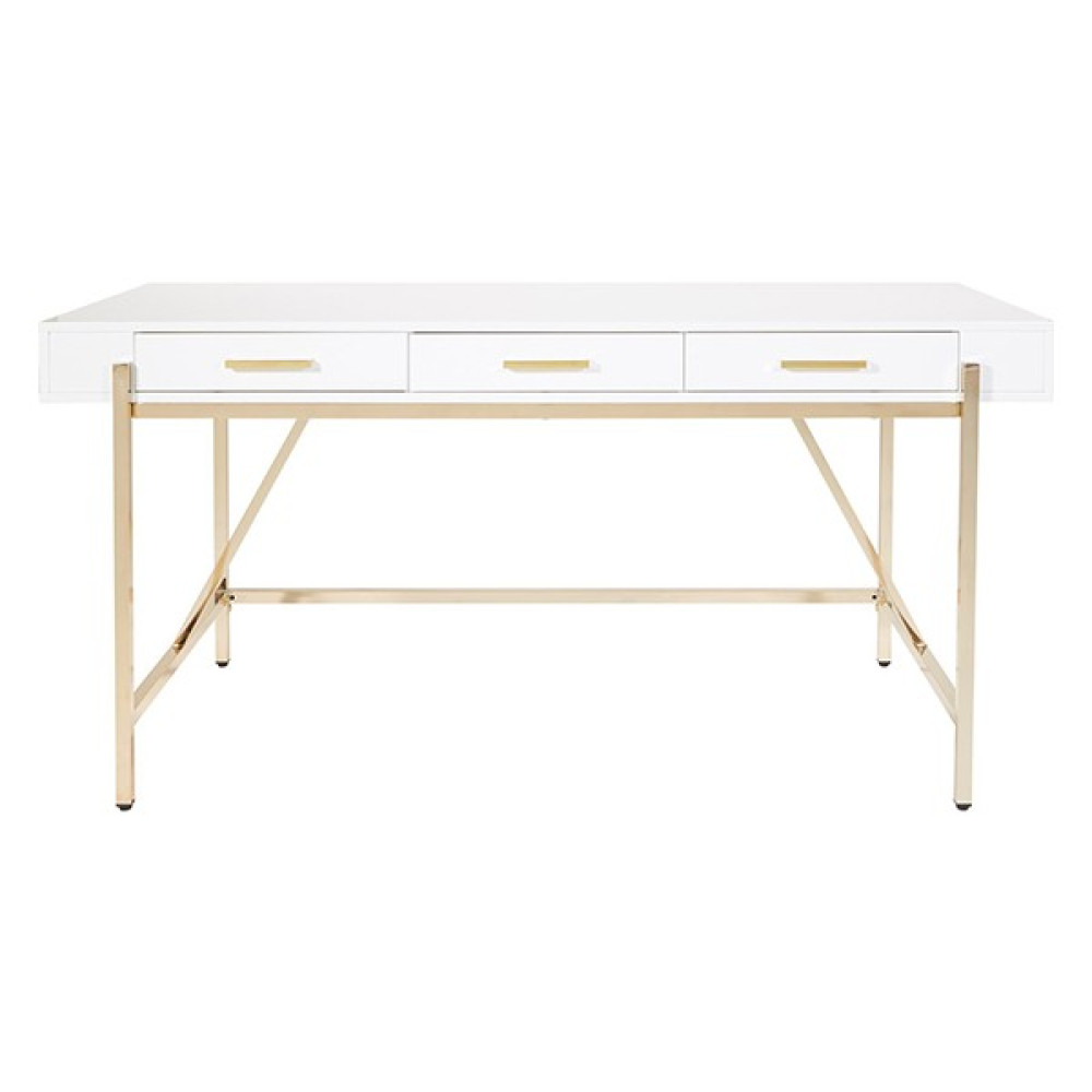 Hitit Dekorasyon Mandy Gold Metal Beyaz Çalışma Masası - 160 x 75 x 76 cm Çalışma Masası Fiyatı